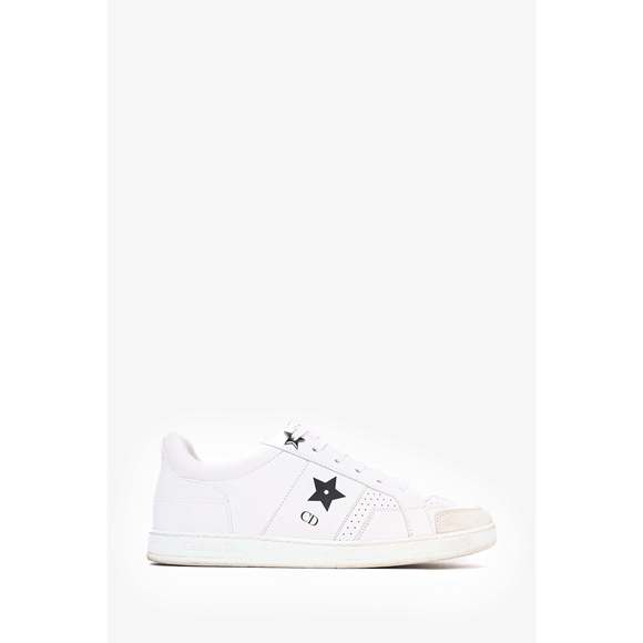 Christian Dior White Leather/Suede Star Sneakers Size 37 - Picture 1 of 3